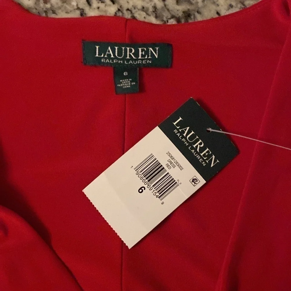 NWT Ralph Lauren red jersey faux wrap bell sleeve dress 6 AA30